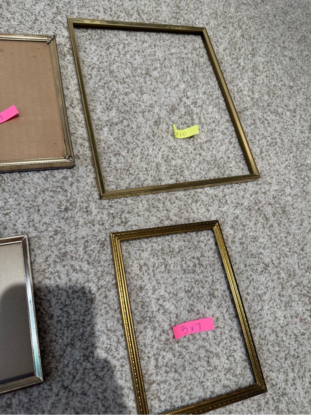 Lot of 6 Vintage Gold Tone Metal Photo Frames Brass Gallery Set
